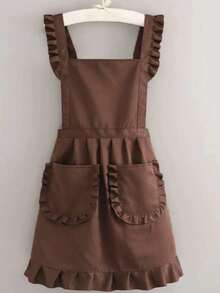 Women's Princess Apron – Ruffled Hem Adjustable Waist, Breathable H-Line Silhouette, Machine Washable For Kitchen Salon - Multicolor - View 9