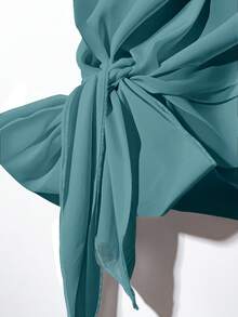 EMERY ROSE 大码女式纯色褶皱上衣和印花阔腿裤休闲两件套 - 彩色 - 查看 5