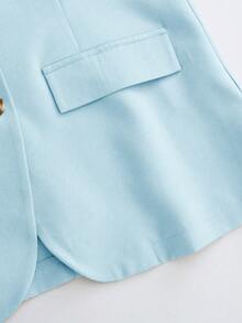 Franclia 休闲卡其色西装外套搭配吊带收腰直筒连衣裙，女士两件套，适合春秋季、商务/通勤场合，女士套装，半身裙两件套，女士休闲商务装，秋季 - 淺藍色 - 查看 4