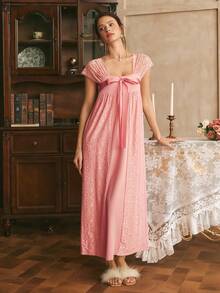 Đầm slip ren thanh lịch dành cho nữ, phong cách miền Nam nước Pháp. - Bụi hồng - Xem 5