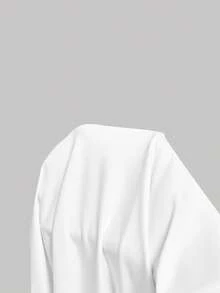 SHEIN MOD 加大码黑白撞色两件套，不对称肩部上衣T恤，蕾丝拼接迷你裙 - 黑與白 - 查看 14