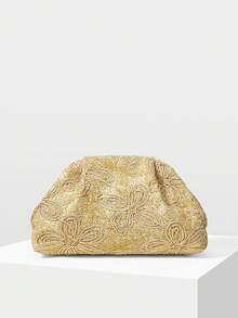 MOTF PREMIUM Túi xách cầm tay nữ màu vàng ánh kim, túi cô dâu thời trang, hoàn hảo cho tiệc tùng, đám cưới, dạ hội, tiệc tối/tiệc chiêu đãi, phối cùng váy cưới, váy dạ hội, váy dự tiệc, váy sinh nhật, váy dự tiệc, ngày Valentine, túi xách thanh lịch dành cho nữ. - Cà phê - Xem 2