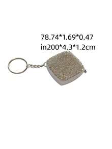 Joivida Thước dây vuông mini 2 mét bằng thép kèm móc khóa, thước dây nhỏ đính đá lấp lánh, thước thu gọn 2 mét, dụng cụ đo lường quà tặng sáng tạo - Nhiều màu - Xem 14