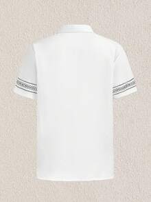Mercer Haus Men's Geometric Collar Short Sleeve Woven Shirt Set, Pocket, Drawstring, Button Front, Summer, Multicolor, Matching Set, Lightweight, Breathable, Cool Boyfriend,Husband,Father Gift - Multicolor - View 10