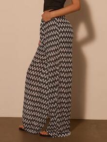 COSMINA Damen elegante, lässige Boho-Stil Hose mit welligem Streifenmuster in Jacquard - Verschiedenfarbig - Übersicht 5