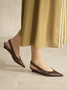 MOTF PREMIUM Giày cao gót hở gót mũi nhọn dành cho nữ, thích hợp cho ngày Valentine, giày mùa xuân, kỳ nghỉ xuân, lễ Phục sinh, dạ hội và Giáng sinh. - Cà phê nâu - Xem 5