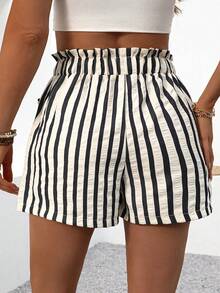 Breezaya Quần short voan kẻ sọc cỡ lớn, thích hợp mặc vào mùa xuân/hè, đi biển, mặc hàng ngày, quần short thoáng mát trong kỳ nghỉ. - Nhiều màu - Xem 2