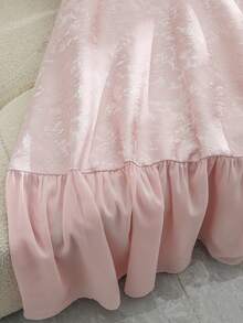 EMERY ROSE Đầm kiểu Pháp thanh lịch cổ vuông, dây mảnh, màu hồng, chất liệu jacquard, thích hợp cho kỳ nghỉ hè ở vùng quê, làm từ vải chiffon. - Hồng - Xem 3