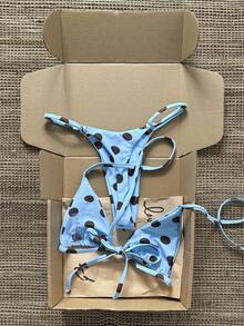 Swim Mod Polka Dot Halter Tie Two Pieces Bikini Swimsuit Bikini Set For Women Bathing Suit Sets - Multicolor - View 2