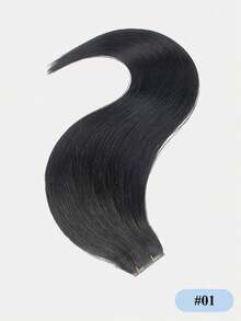 蝴蝶结发片，真人发丝，PU孔发片，12-24英寸，乌黑直发，隐形接发，PU孔发片，柔软丝滑，适合日常、派对、节日和婚礼佩戴。 - S1 - 查看 22