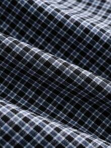 TOKVUE 男士休闲夹克，INS街头风格子拉链宽松外套，四季皆宜，适合音乐节和日常穿着，送给男友/老公的礼物，Y2K风格 - 黑色 - 查看 5