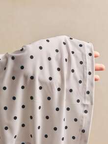 Poéselle 女士撞色蕾丝波点印花V领短袖T恤和迷你裙两件套 - 杏色 - 查看 8