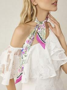 MOTF PREMIUM Polyester Floral Printing Multi-Functional Silk Scarf, Floral Small Streamer, Scarf, Belt, Bag Decoration - Multicolor - View 5