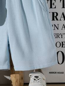 Tween Boy Summer Casual Solid Color Shirt & Shorts Set - Baby Blue - View 6