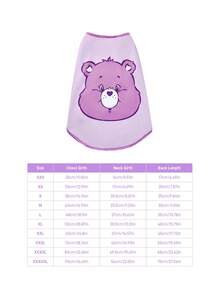 SHEIN X Care Bears 1 Piece Cartoon Pattern Printed Pet Vest, Cat Clothes, Dog Clothes, Size XXS-XXXXL, Extra Small, Extra Large, Share Bear, Cheer Bear. - Purple - View 9