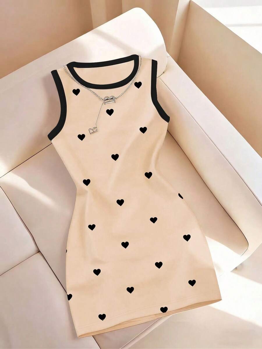 Resyla Vestido de camiseta ajustado con cuello redondo y estampado de rayas, nueva llegada de primavera/verano para mujer - Multicolor - Ver 1