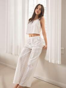 Ocili Women's Comfortable Soft Embroidered Shell Button Camisole Shorts Pajama Set, Minimalist Design - Pink - View 7
