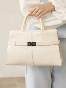 MOTF BOLSO DE MANO PARA MUJER, EXQUISITO Y SENCILLO BOLSO DE GRAN CAPACIDAD PARA IR AL TRABAJO. - Beis - Ver 7