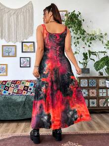 SHEIN MOOSTA Plus Size Tie-Dye Holiday Summer Dress Maxi Women Outfit - Multicolor - View 2