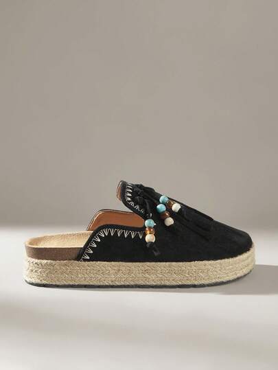 Solecia Women's Flat Slippers, Fashion Versatile Resort Style Beaded Decor, Suitable For Summer Travel
