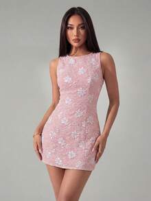 PETITE Vestido elegante vintage para vacaciones, vestido ajustado de jacquard para primavera/verano, vestido de tirantes, vestido verde - Beis - Ver 9
