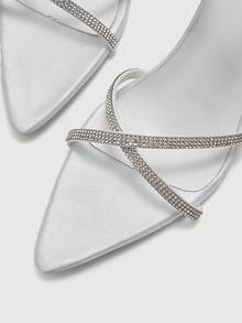 CUCCOO SZL Women Shoes Spring And Summer New Pointed Thin High Heel White Rhinestone Cross Strap Women's High Heel Sandals Fashion Comfortable Versatile Sexy Party Banquet Women Sandals Spring Shoes - White - View 9