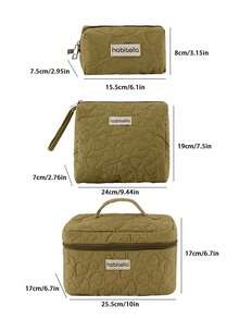 1/2/3 Pcs New Oxford Cloth Makeup Bag With High Value, Large Capacity, Portable And Convenient Travel Wash And Storage Bag, Handbag With Heart Pattern For Cosmetics Storage - Green - View 3
