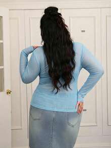 CovetEZ Top básico transparente talla grande - Celeste - Ver 2
