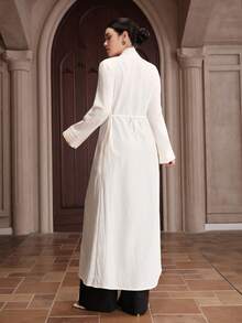 Graceveil Damen Metall Seestern Dekor Langarm Modische Bluse Zanea Kleid für Damen Business Formelle Outfits für Damen Kleidung für Damen Rabatt Kleider Damen Damen Maxikleid Langarm Damen Kleid Elegante Kleidung für Damen Weißes Maxikleid - Beige - Übersicht 4