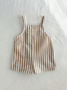 Cozy Pixies Baby Boy Colorful Striped Overalls Casual Shorts Outfit - Khaki - View 2