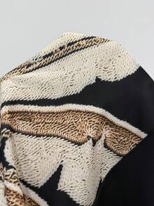 SHEIN PETITE 女士波西米亚风香蕉树印花露腰露背无袖黑色连衣裙，假日休闲夏季连衣裙 - 黑色 - 查看 9