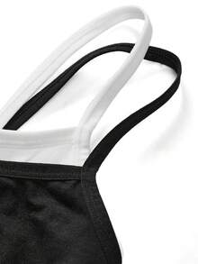 Ocili 女士简约舒适撞色二合一文胸内裤套装 - 黑與白 - 查看 11