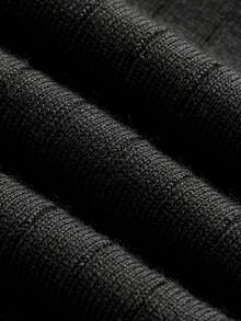 Officeau 男士夏季罗纹针织短袖 Polo 衫 - 黑色 - 查看 5