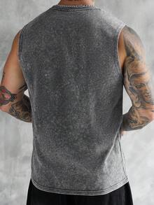 SLATEMANN Men's Casual Vintage Style Washed Tank Top With Chest Pocket, Suitable For Outings And As Gifts For Friends - Grey - View 2