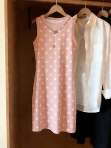 Resyla Women's Spring/Summer New Arrival Polka Dot Print Fitted All-Match Casual Slip Dress - Multicolor - View 3