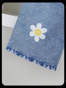 SHEIN Bộ đồ 2 món thời trang đường phố cho bé gái: Áo hoodie in hoa và quần denim in họa tiết, thanh lịch và "Đức tin vượt qua nỗi sợ hãi", phù hợp cho các buổi đi chơi bình thường, kỳ nghỉ, mùa xuân/thu - Hồng - Xem 8