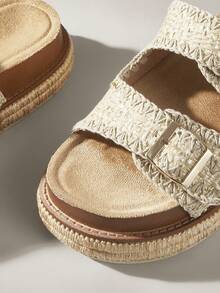 Solecia Summer Vacation Casual Thick Sole Buckle Sandals - Apricot - View 4