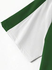 PAVTROS Set de 2 piezas Pantalones rectos casuales y deportivos con bloques de color y Camiseta con estampado de letras para hombre, Suéter de cuello alto para hombre, Conjunto de dos piezas para hombre - Verde - Ver 7