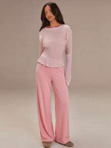 Athîral Women's Casual Heart Embroidered Sweatpants - Pink - View 3