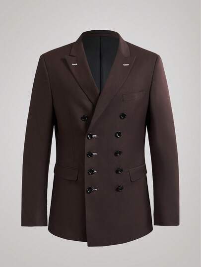 Officeau Men's Double-Breasted Suit Jacket - Classic Semi-Formal Design, Comfortable Fit, Business Casual Style, Suitable For Weddings, Parties, Graduations, Job Interviews, And Everyday Wear