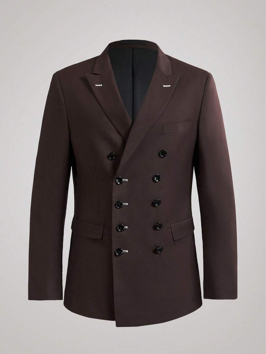 Officeau Men's Double-Breasted Suit Jacket - Classic Semi-Formal Design, Comfortable Fit, Business Casual Style, Suitable For Weddings, Parties, Graduations, Job Interviews, And Everyday Wear