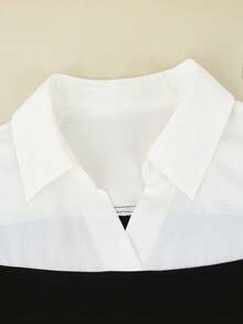 GlowEve CURVE Vestido de mujer con cuello polo, cintura ceñida, volantes tejidos y diseño versátil y elegante - Blanco y Negro - Ver 4