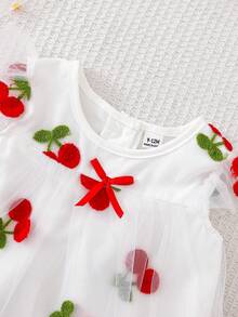 SHEIN Đầm chấm bi thanh lịch mới cho bé gái, chất liệu mềm mại, kiểu dáng thời trang, phù hợp cho các hoạt động trong nhà và ngoài trời vào mùa xuân/hè. - Đỏ và trắng - Xem 7