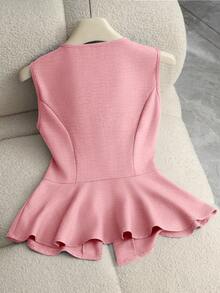 GlowEve Áo tank top không tay cổ chữ V tôn dáng, tối giản, thanh lịch với khóa kim loại, dành cho nữ, thích hợp cho mùa hè. - Hồng - Xem 2