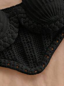 Soleia Bộ đồ 2 món gồm áo croptop hai dây gợi cảm và chân váy cạp thấp bằng vải móc, thích hợp cho các lễ hội âm nhạc, phong cách bohemian, kỳ nghỉ, hẹn hò, tiệc trà chiều. - màu đen - Xem 3