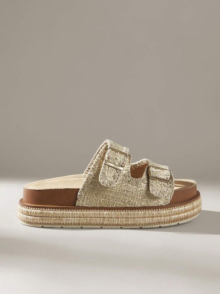 Solecia Summer Vacation Casual Thick Sole Buckle Sandals - Apricot - View 1
