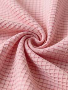 Dazy Plus Camiseta de manga corta ajustada con textura de tela, primavera/verano - Rosa Pálido - Ver 3