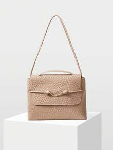MOTF PREMIUM BOLSO DE HOMBRO BEIGE DE MUJER, ELEGANTE Y CASUAL, CON TEXTURA ESTAMPADA TRENZADA, DE GRAN CAPACIDAD, PARA IR AL TRABAJO, PARA COMPRAS, PARA USO DIARIO - Caqui - Ver 3
