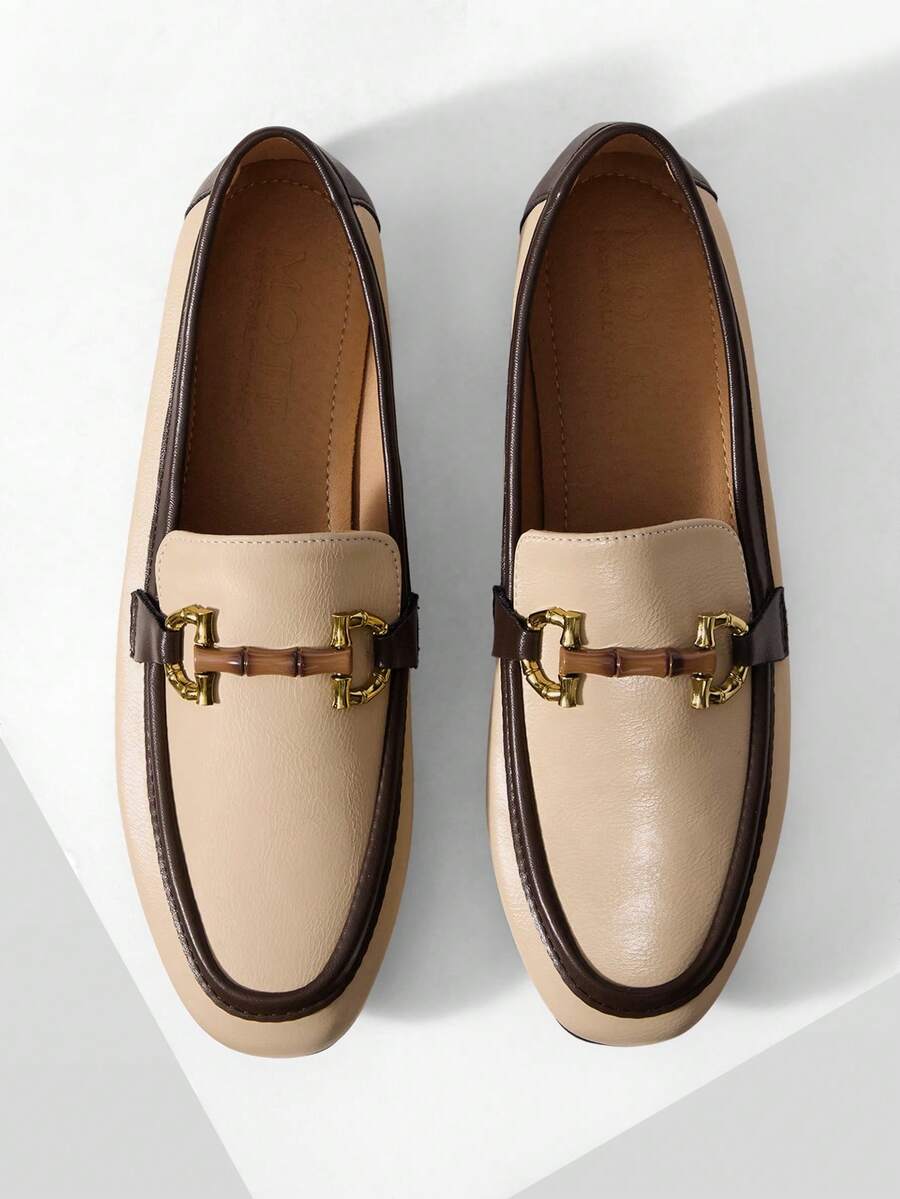 MOTF PREMIUM WOMEN'S COMFORTABLE CASUAL SQUARE TOE FLATS, FOR NEW YEAR HOLIDAY, SPRING SHOES SPRING BREAK EASTER FOR CHRISTMAS SPRING SHOES - Apricot Brown - View 1