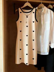 Resyla Vestido de camiseta ajustado con cuello redondo y estampado de rayas, nueva llegada de primavera/verano para mujer - Multicolor - Ver 3